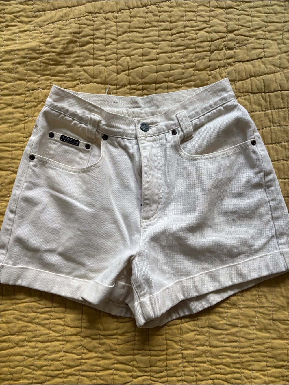 Vintage White High-Rise Rolled-Hem Jean Shorts